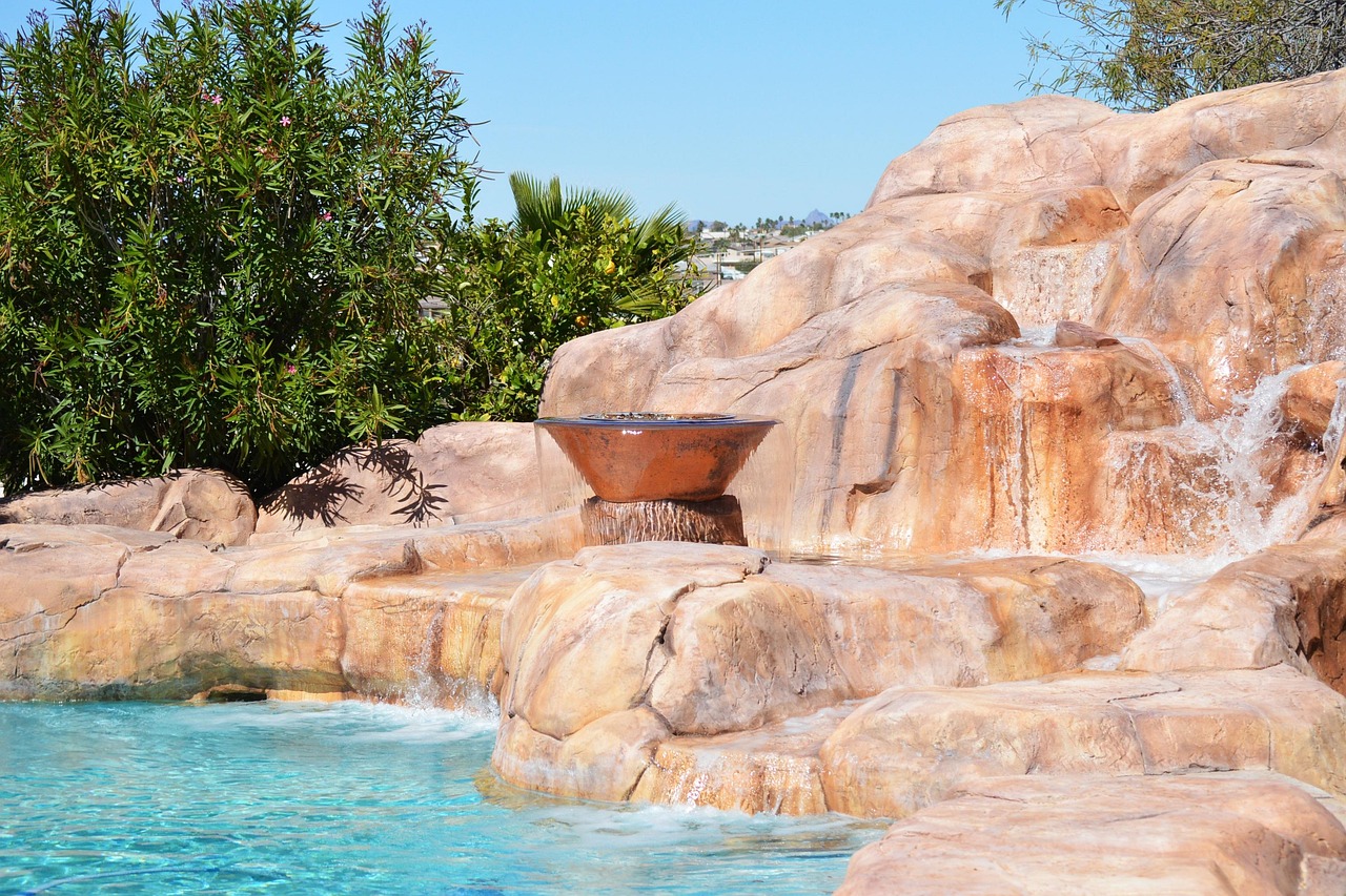 Private villa pool with landscaping
